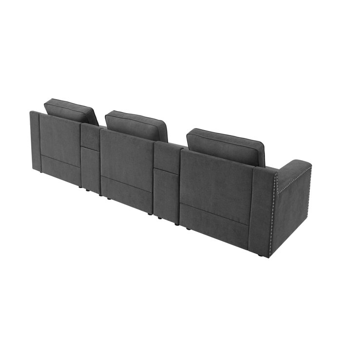 Wade Logan® 114" Wide Home Theater Sofa with Cup Holder & Reviews Wayfair